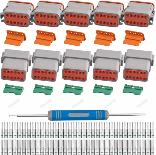 Vista 11 de JRready Kit de conectores Deutsch de 2 pines con contactos sólidos de tamaño 16 (14-20AWG), conector impermeable Deutsch de 2 pines de la serie