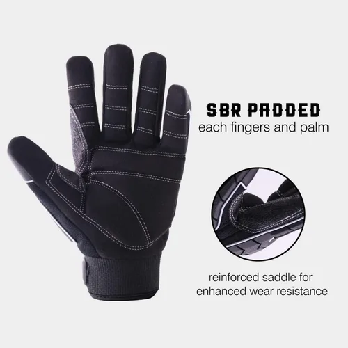 Vista 4 de AIGEVTURE Guantes de trabajo anti vibración para hombre, guantes mecánicos de impacto reductor TPR, guantes de seguridad con dedos y palma