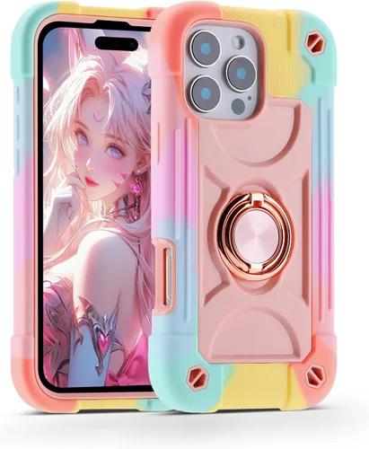 Vista 16 de MARKILL Funda compatible con iPhone 14 Pro de 6.1 pulgadas con soporte de anillo integrado, protección contra caídas de grado militar, carcasa Palta