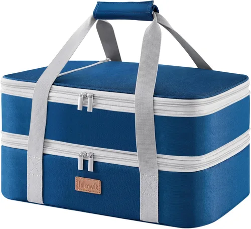 Vista 10 de Lifewit - Porta ollas aislada para alimentos calientes o fríos, olla con tapa y estuche de transporte, soporte para lasaña para fiestas de comida