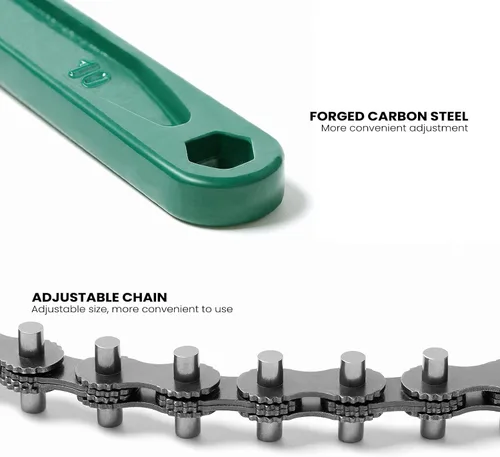 Vista 9 de Llave de cadena resistente de 15 pulgadas para semirremolque, llave inglesa de trinquete ajustable para filtro de aceite para accesorios de tubería