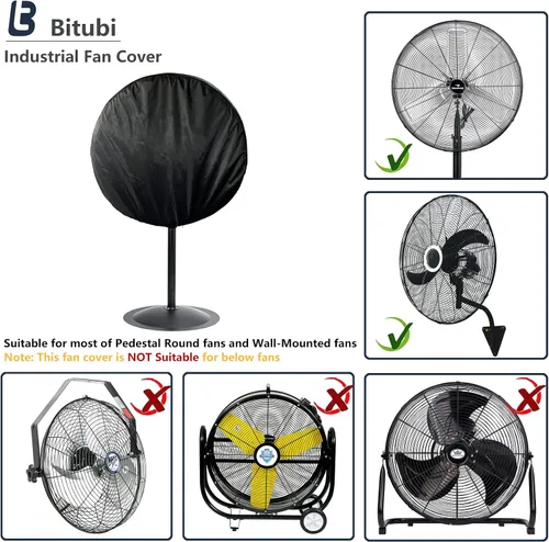 Vista 5 de Bitubi Cubierta de ventilador industrial, fundas impermeables para ventilador de exterior, compatible con ventilador de montaje en pared de 20 a 24