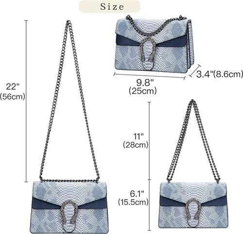 Vista 6 de Erideno Crossbody Bag Purses for Women Trendy Snake Print Purses for Women Chain Shoulder Bag Leather Handbags for Women