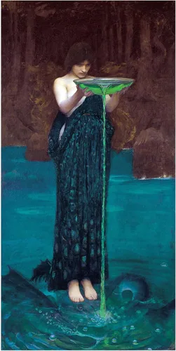 Vista 2 de Circe Invidiosa by Waterhouse, lienzo decorativo para pared, 10 x 19 pulgadas