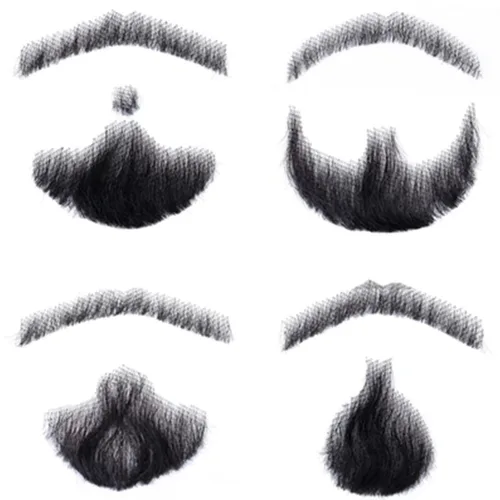Vista 2 de 100% cabello humano atado a mano completa, encaje invisible, barbas falsas, barba falsa y bigote para hombres, entretenimiento realista, drama, Negro