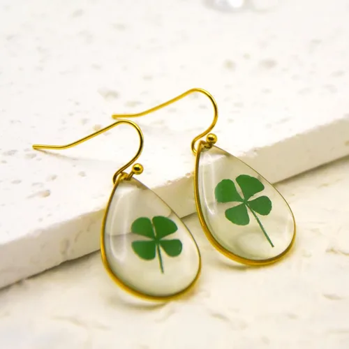 Vista 27 de Pendientes de flores prensadas hechos a mano para mujer