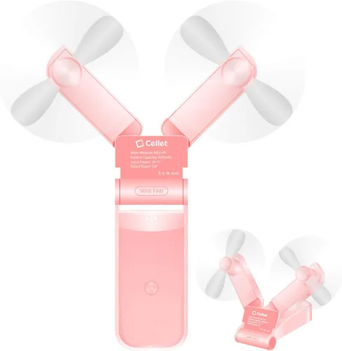 Vista 10 de Cellet Mini ventiladores portátiles plegables de mano de dos velocidades de refrigeración por aire USB recargable (verde)