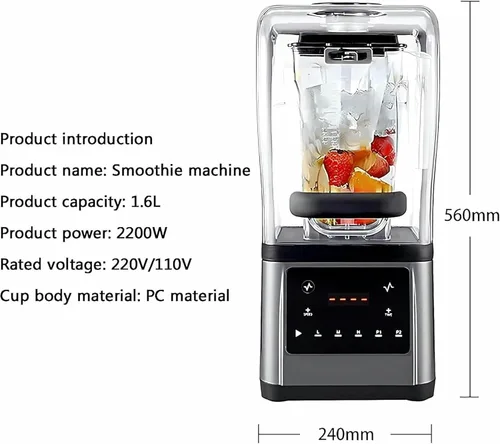 Vista 5 de Máquina comercial de granizado de hielo, mini máquina de jugo granizado de 2200 W con gran capacidad de 1.6 L y mango antideslizante, diseño sellado