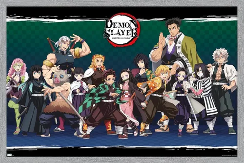 Vista 7 de Demon Slayer - Póster de pared alineado, 34 pulgadas de largo x 22.4 pulgadas de ancho, versión sin marco