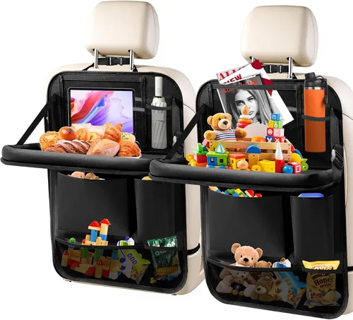 Vista 12 de Organizador de asiento trasero de automóvil, paquete de 2 organizadores de asiento trasero de automóvil con soporte para tableta de 11 pulgadas, 10