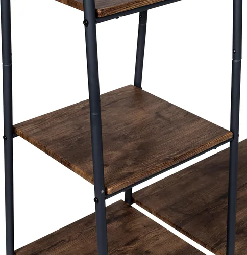 Vista 3 de Honey-Can-Do Perchero de metal independiente con estantes de madera, negro/natural, GAR-09567