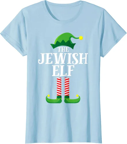 Vista 15 de Playera de pijama para fiesta de Navidad, grupo familiar a juego con elfo judío