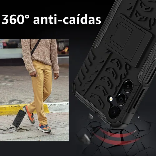 Vista 3 de para Samsung Galaxy A15 5G Funda con protector de pantalla de 2 paquetes, grado militar a prueba de golpes, cubierta acolchada resistente con Negro