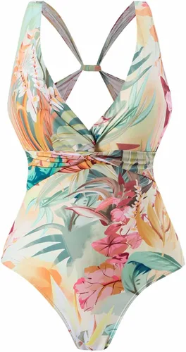 Vista 4 de Womens 2023 Summer Bikini Set 2 Piece Boho Vintage Print Halter Tummy Control Strappy Swimsuits with Maxi Wrap Skirt