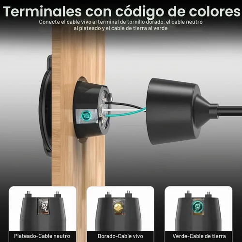 Vista 8 de Toma de corriente con brida NEMA 5-15R - 110 V/120 V, 15 amperios, receptáculo de enchufe hembra redondo individual, resistente a la intemperie
