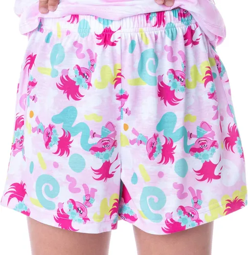 Vista 4 de INTIMO Dreamworks Trolls Poppy Happy Sleep - Conjunto de pijama con cuello redondo para niña, Multi colorido