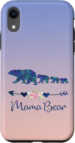 Vista 25 de Teal Blue Purple Floral Mama Bear Three Cubs Blue Pink Case for iPhone 17