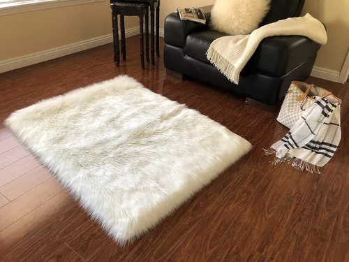 Vista 32 de LAMBZY Alfombra rectangular de piel de oveja sintética, súper suave, hipoalergénica, de felpa, lujosa alfombra de felpa sedosa para dormitorios