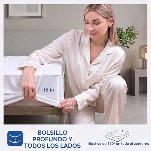 Vista 5 de Sealy Protector de colchón térmico tamaño matrimonial de 54 x 75 pulgadas Funda de colchón eléctrica acolchada impermeable de lujo con controlador