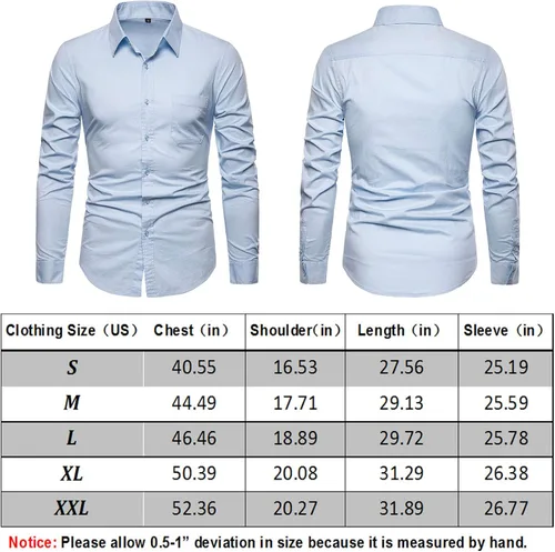 Vista 7 de VANCOOG Camisas de vestir casuales de manga larga con botones y bolsillo en el pecho para hombre