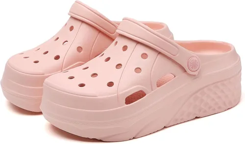 Vista 11 de SECHRITE Zuecos de plataforma para mujer, zapatos de jardín, impermeables, para playa, piscina, sandalias de verano, pantuflas para el hogar, serie