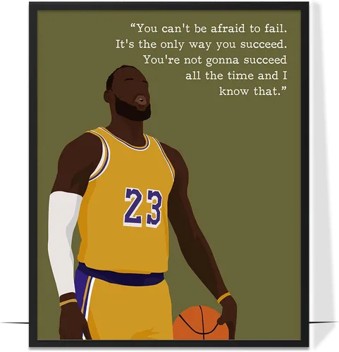 Vista 27 de LOLUIS Arte de pared motivacional, citas inspiradoras de baloncesto, sin marco, 8 x 10 pulgadas, ilustraciones dibujadas a mano, dormitorio