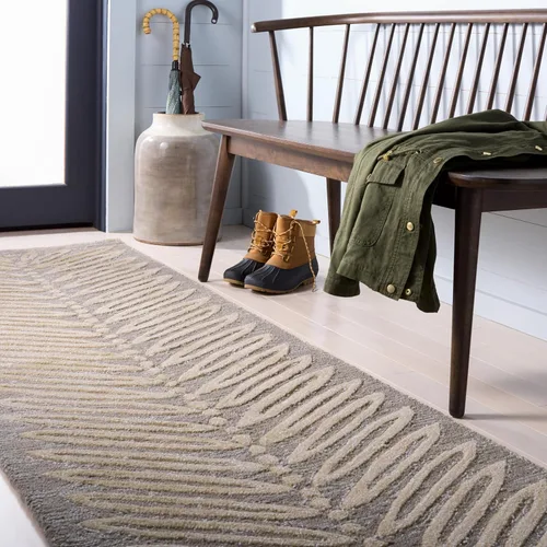 Vista 2 de Martha Stewart x SAFAVIEH - Colección de alfombras de área, alfombra de 2 pies 3 pulgadas x 10 pies, gamuza beige, lana y viscosa hecha a mano
