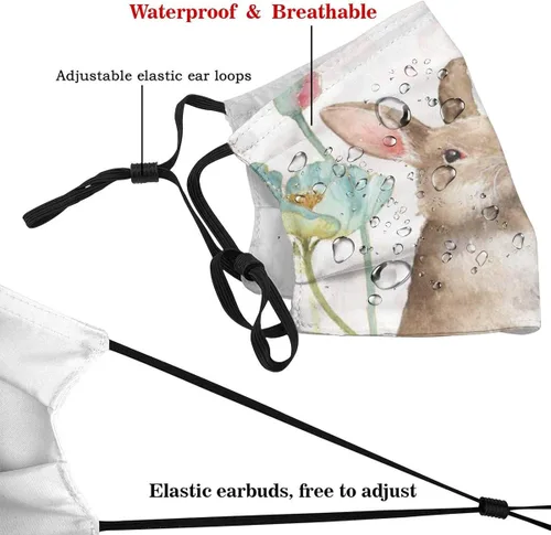 Vista 4 de Spring Softies - Pasamontañas de tela lavable con diseño de conejitos y conejos, reutilizable, para exteriores, unisex, hombres y mujeres