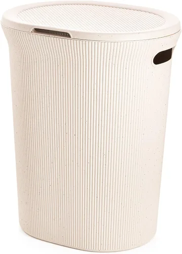 Vista 41 de Superio Colección acanalada - Cesto decorativo de plástico para ropa sucia con tapa y asas recortadas, azul (1 paquete) Organizador de cesta