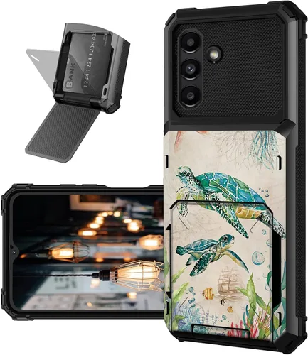 Vista 24 de Funda tipo cartera para Samsung Galaxy A54 5G con ranura para tarjetero, funda con tapa híbrida de doble capa, resistente, a prueba de golpes, funda