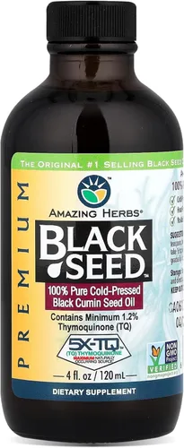 Vista 13 de Amazing Herbs Premium Black Seed Oil Liquid - 8 Fl Oz Glass Bottle