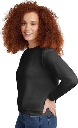 Vista 3 de Hanes, Ecosmart - Sudadera de cuello redondo con muesca en V para mujer, sudadera de vellón sin botones