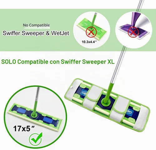 Vista 3 de Paquete de 4 almohadillas de microfibra para trapeadores Swiffer XL, reutilizables, para mopa húmeda y seca, compatibles con Swiffer Sweeper XL