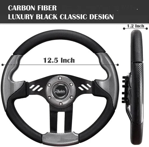 Vista 2 de Roykaw Volante universal para carrito de golf compatible con EZGO RXV TXT, Club Car DS Precedent Tempo, Yamaha G29 Drive Drive 2, diseño universal