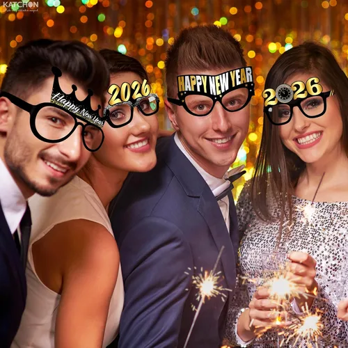 Vista 6 de KatchOn, Gafas de Año Nuevo 2026 – Paquete de 12 Lentes de feliz año nuevo 2026 para suministros de fiesta de Año Nuevo 2026 Gafas de fiesta NYE