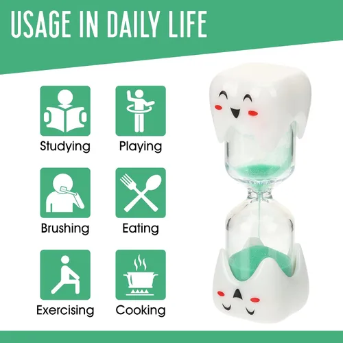 Vista 4 de Temporizador de Arena de 2 Minutos para Cepillo de Dientes para Niños - Paquete Grande Individual Reloj de Arena Sonriente