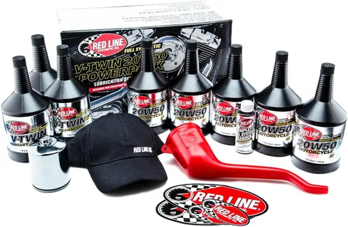 Vista 2 de Paquete de aceite Red Line 90226 Big Twin 20w50 Power Pack con filtro de aceite de alto rendimiento K&N (Kit extra grande, filtro negro)