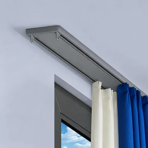 Vista 9 de Ceiling Curtain Track, Double Row Curtain Track Ceiling Mounted 3.94FT 6.89FT 5.58FT 9.84FT 13.12FT Sliding Rails for Curtains Room Divider for