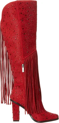 Vista 6 de Jessica Simpson Asire - Botas de rodilla con flecos para mujer, rojo (Wicked Red), 5