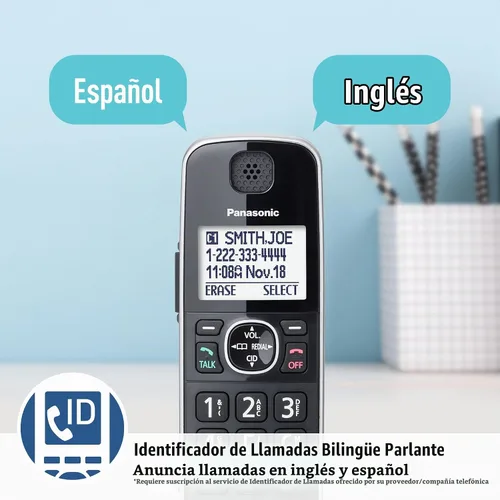 Vista 6 de Panasonic Link2Cell - Sistema de teléfono inalámbrico expandible Bluetooth DECT 6.0 con contestador automático y bloqueo de llamadas - 3 auriculares