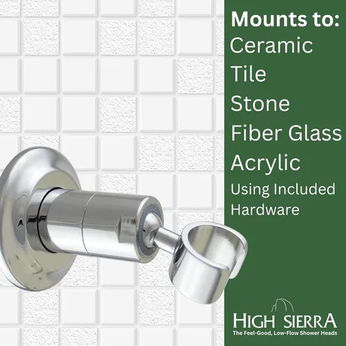 Vista 3 de High Sierra® - Soporte de pared de metal sólido para cabezales de ducha de mano - Acabado dorado cepillado