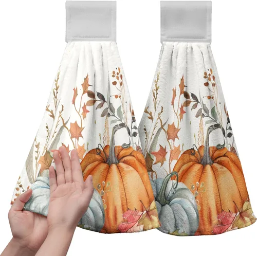 Vista 56 de Honey Bee - Juego de 2 toallas colgantes de cocina de verano con lunares y lazo para colgar, toallas de cocina de granja amarillas, suaves
