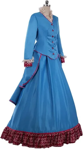 Vista 3 de Women's Gothic Victorian Bustle Gown Edwardian Dress Vintage Long Sleeve Historical Costume
