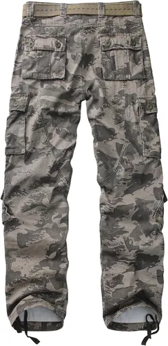 Vista 2 de AKARMY - Pantalones cargo informales para hombre, pantalones militares de camuflaje, pantalones de combate y trabajo con 8 bolsillos (sin cinturón)