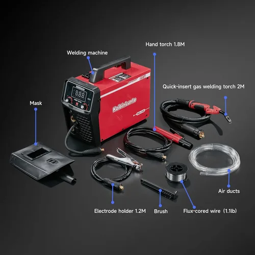 Vista 5 de 240A MIG Soldador Gas sin gas MIG/Lift TIG/Stick 3 en 1 Máquina soldadora portátil 110V/220V Voltaje dual con control sinérgico, pantalla digital