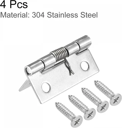 Vista 3 de uxcell Bisagras cargadas por resorte, bisagra de cierre automático de acero inoxidable 304 de 1.5 "para gabinete 4pcs