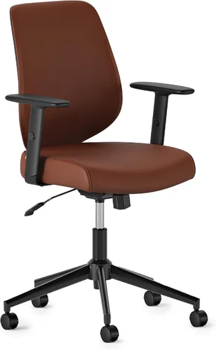 Vista 13 de Branch Silla diaria - Silla de oficina de cuero vegano con giratorio, descanso lumbar y reposabrazos ajustables, asiento cómodo para mejorar la negro