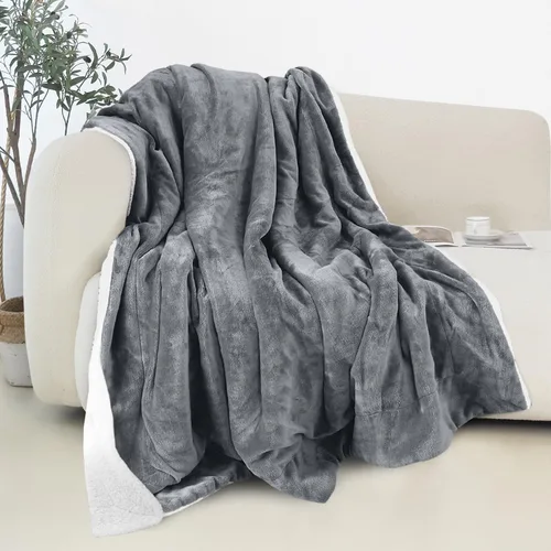 Vista 23 de Elegant Comfort - Manta reversible y ultra suave de franela con forro polar - Manta de sherpa navideña de invierno - Ligera, suave y acogedora