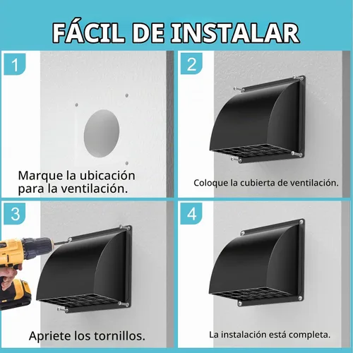 Vista 7 de HG Power Cubierta de ventilación de secadora de 4 pulgadas exterior con Negro