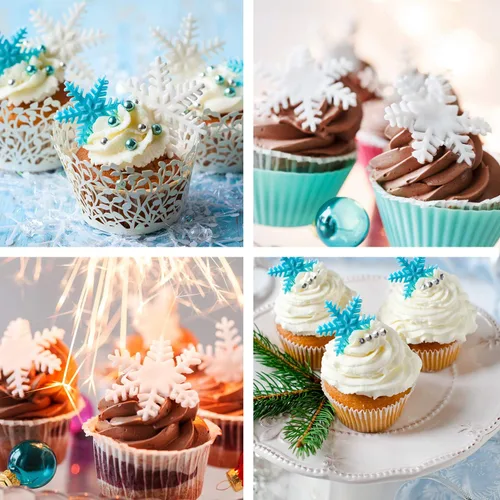 Vista 3 de Boao Molde de silicona de copo de nieve de Navidad, molde de fondant de caramelo de chocolate para hornear, molde de postre para decoración